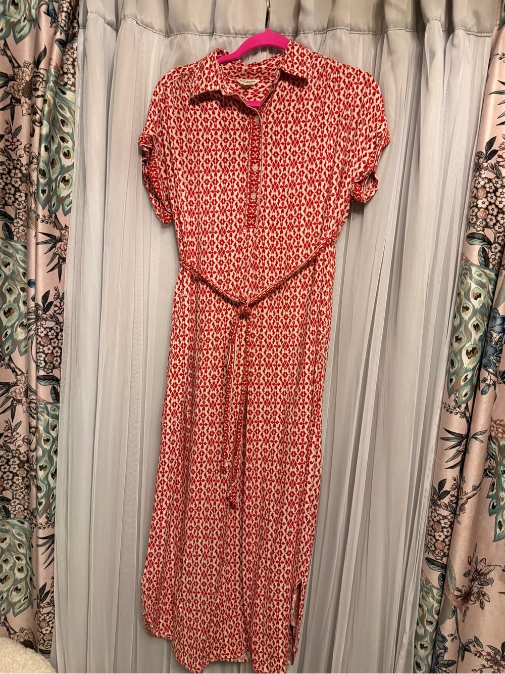 Max Studio Red Printed Button-Front Maxi Dress